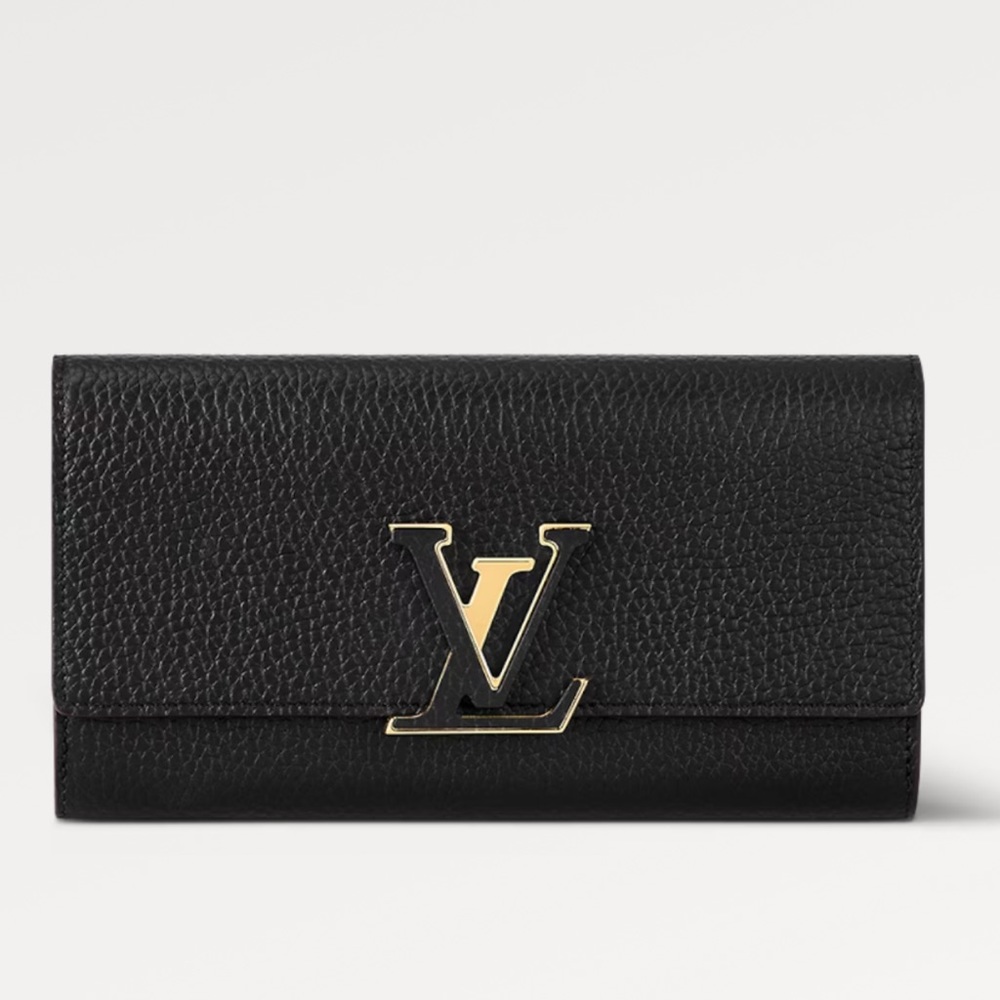 Louis Vuitton Capucine Taurillon Black Leather Wallet Crossbody Authentic